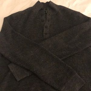 Theory Dark Grey Knit Henley Collar Sweater